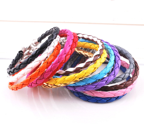 100PCS PU Leather Braided Chain Bracelet Necklace fit DIY Beads Charm Adjustable Clip Bracelets Wax Cord Necklace for Women Men