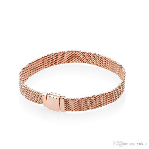 Women 18K Rose Gold NEW Reflexions BRACELET Original Box Set for Pandora 925 Sterling Silver Girls Wedding Gift Bracelets