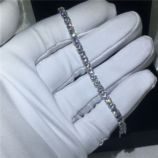 Fashion Round Cut Tennis bracelet 5A cubic zirconia White Gold Filled Engagement bracelets for women wedding accessaries