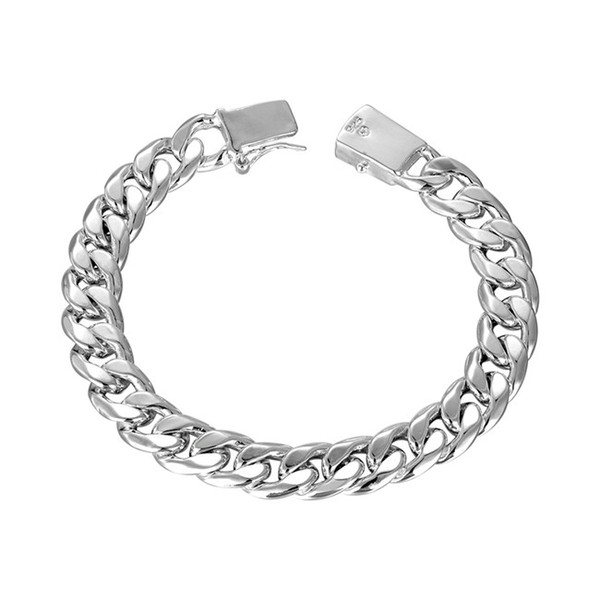 Wedding gift !square buckle side bracelet -men's 925 silver bracelet JSPB037,Beast gift men and women sterling silver plated Charm bracelets