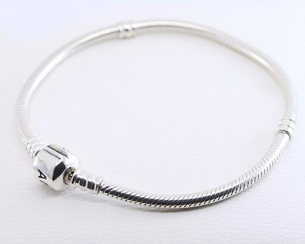 Wholesale 925 Sterling Silver Bracelets 3mm Snake Chain Fit Pandora Charm Bead Bangle Bracelet DIY Jewelry Gift For Men Women