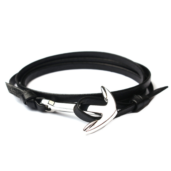 Leather Anchor Bracelet Unisex Multilayer Braided Leather Charm Bracelets Silver Plated Anchor Leather Bracelet Jewelry Gifts