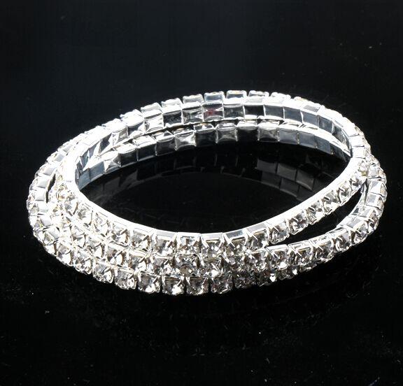 Clear Crystal Tennis Bracelets 36pcs/lot 6styles 3length Silver Plated Spring 1-Row 2-row Line 40stones 42stones 44stones