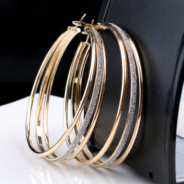 Unique Women Fashion Golden Rhinestone Crystals 1Plated Hoop Earrings Earing Wedding Engagement Jewelry