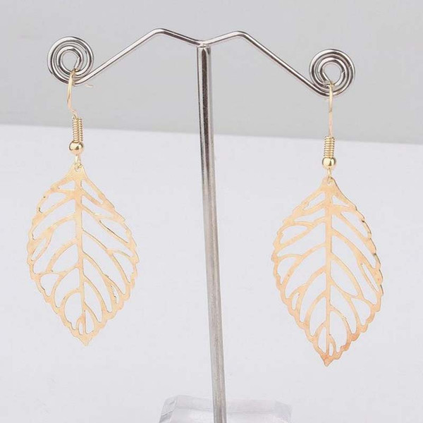 Europe And America Trade Fashion Exquisite Simple Hollow Forest Silver Metal Leaves Earrings Hot Selling Metal Leaves Earring