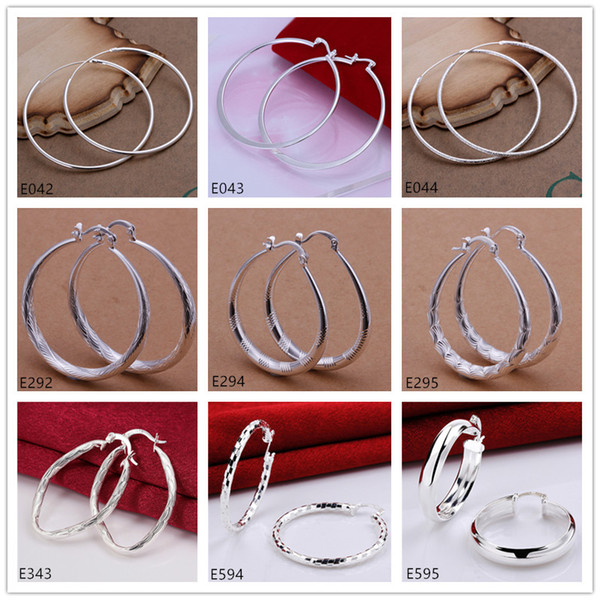 Brand new women's sterling silver earring 10 pairs a lot mixed style EME58,high grade fashion 925 silver Circles round earrings