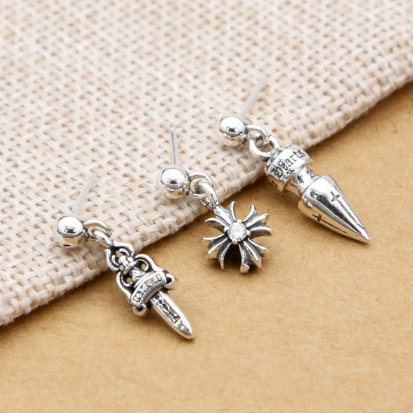 New 925 sterling silver fashion jewelry brand designer earring American Europe vintage style cross stud dangle earrings for women