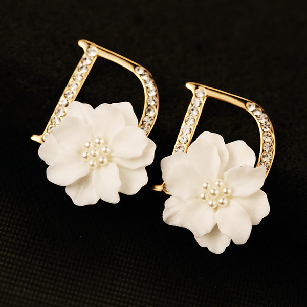 High quality Luxury Brand New Small Letter D designer Flowers brincos bijoux bijouterie earrings for women girl charm jewelry earring