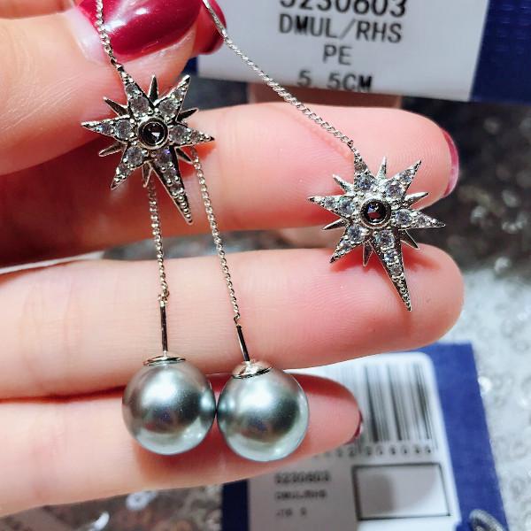 One Color One Size New Year's Day original single black pearl pendant earrings