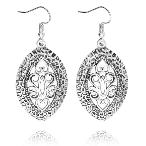 Unique Ethnic Tibetan Silver Hollow Flower Water Tear Drop Fashion Retro Vintage Earrings For Women Dangle & Chandelier 6