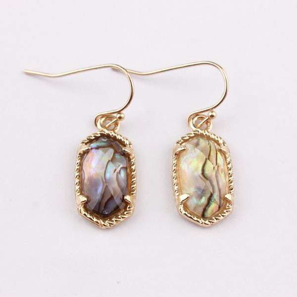 Fashion Trend Jewelry Kendra Spring Summber Designer Inspired Abalone Shell Faceted Resin Bead Stone Small Cute Oval Drop Statement Earrings