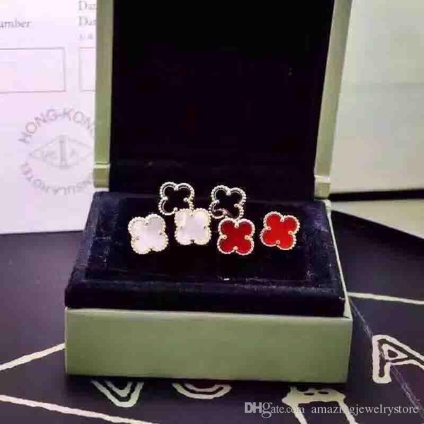 Mini flower New arrival Luxurious S925 Sterling Silver and brand name flower with nature stone stud earring for women wedding gift jewelry