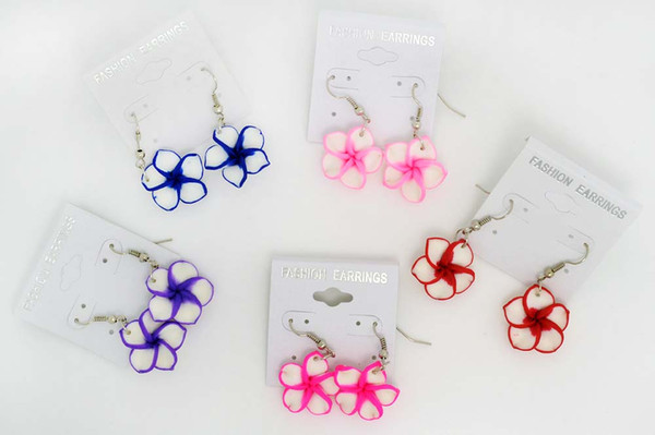 12Pairs Dangle Flower Silver plated Fimo Polymer Clay Fashion Flower Earrings Free shipping Hotsell Best Gifts