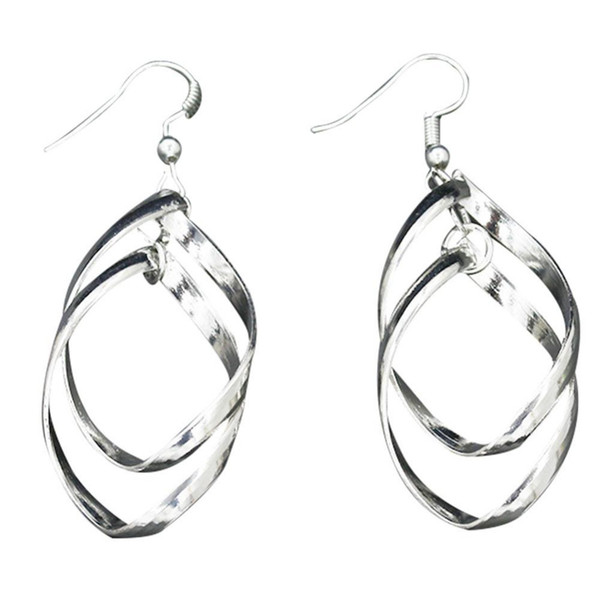 1 Pair Elegant Clear 925 Silver Sterling Plated Twist Drop Long Earring Earrings Wedding Party Feast