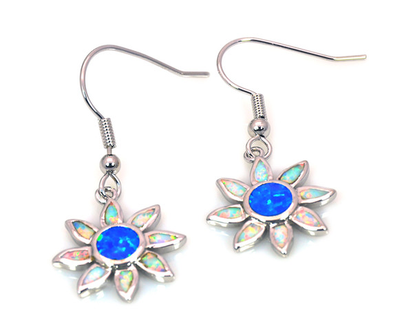 Wholesale & Retail Fashion Multicolour Fine Fire Opal Sun Earrings 925 Sliver Jewelry EF17083107