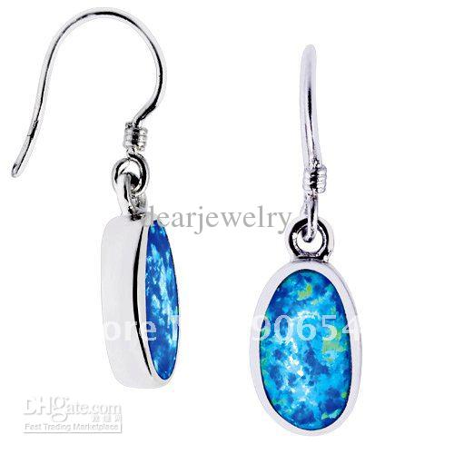 Fashion jewelry Blue Opal Earring Dangle Earring Opal Inlay Rhodium plating AGEE107 Free Shipping