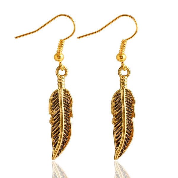 Fashion Simple Bohemian Long Earrings Unique Vintage Gold Silver Leaf Big Earrings For Women Fine Jewelry Gift