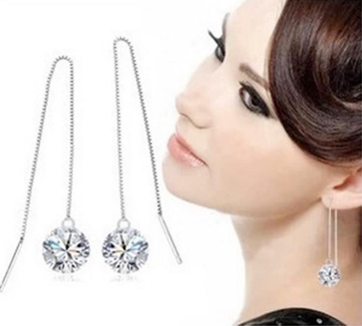 Foreign trade 925 sterling silver zircon tassel earrings