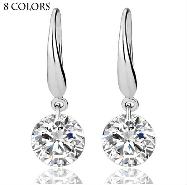 Real Solid 925 Sterling Silver Wedding Engagement Earring 2Ct Princess Cut Created Diamond Jewelry Wholesale Free Shipping