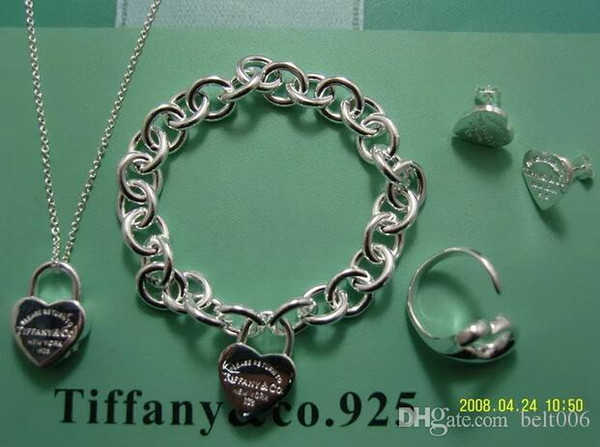 New 2019 Brand designer Tiffan925 Silver fashion jewelry necklace and bracelet original packaging gift boxes Round beads Set with box