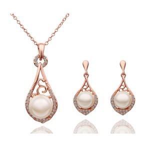 Silver Jewelry Sets Hot Sale Pearl Earrings Pendants Necklaces Set for Wedding Party Fashion Jewelry Wholesale Free Shipping 0018LD