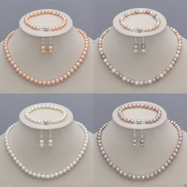 8-9mm Natural Akoya Cultured Pearl Necklace + Bracelet + Earrings Jewelry Set Seller informati