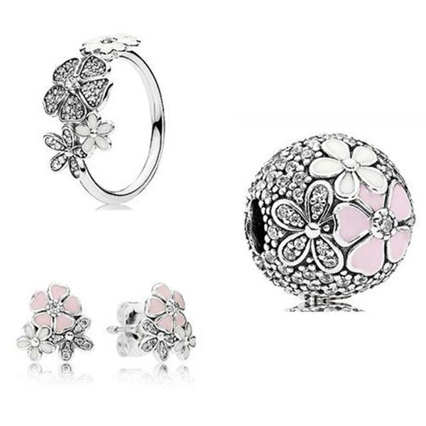 925 Sterling Silver Ring & Earrings & Jewelry Charms Pendant Sets Fits European Jewelry Bracelets & Necklaces-Poetic Blooms Sets