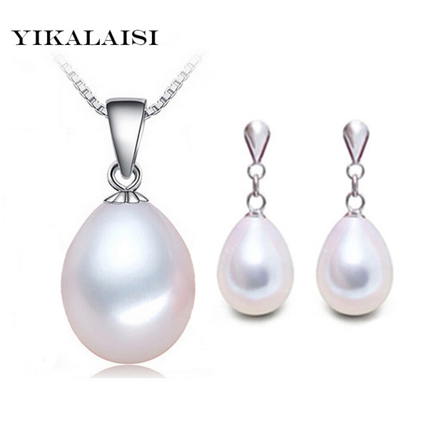 YIKALAISI 2017 100% natural freshwater pearl set pendant stud earrings 925 sterling silver jewelry high quality for women S18101508