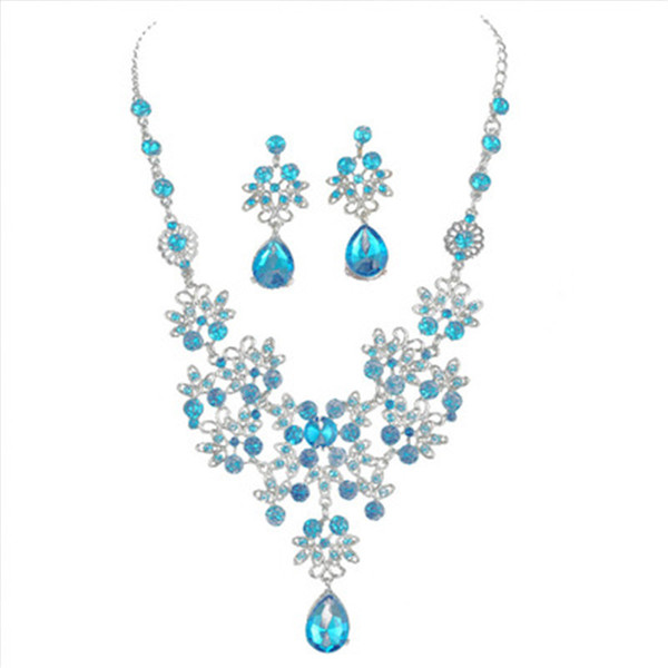 Cross-border selling bride jewelry set Korean style bride necklace earrings noble full diamond wedding accessories female