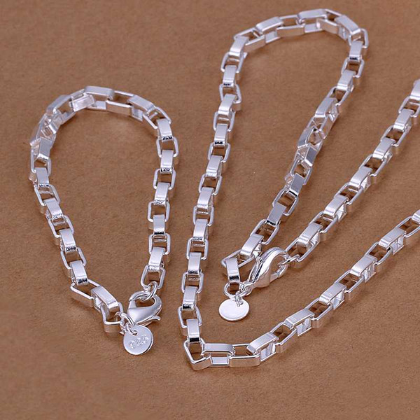 Factory price top quaility 925 sterling silver jewery sets necklace bracelet bangle earring ring free shipping SMTS126