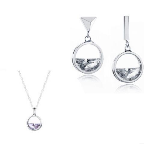 925 sterling silver jewelry sets Pendant Necklace Hoop Earring Set Silver Jewelry Set Free Shipping Gift