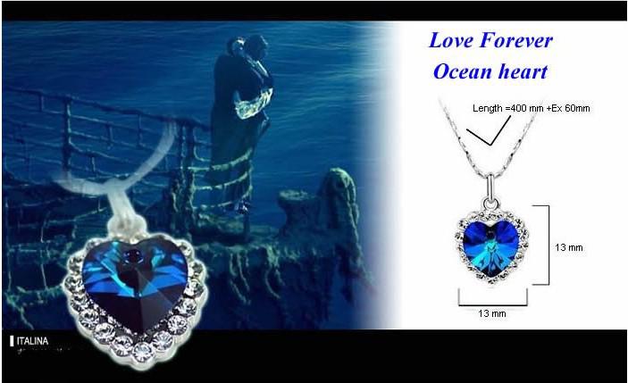 20Set Crystal Heart Of Ocean Titanic Necklace Pandant Earrings Set 7 Colors For Pick