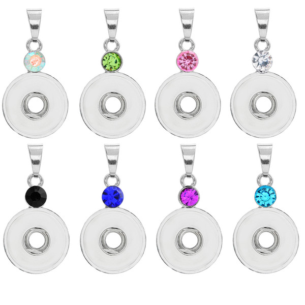 New 18mm Noosa Chunks Jewelry Snap Buttons Pendant Round Rhinestone Snaps DIY Acessorios Pendant Necklaces Without Chains