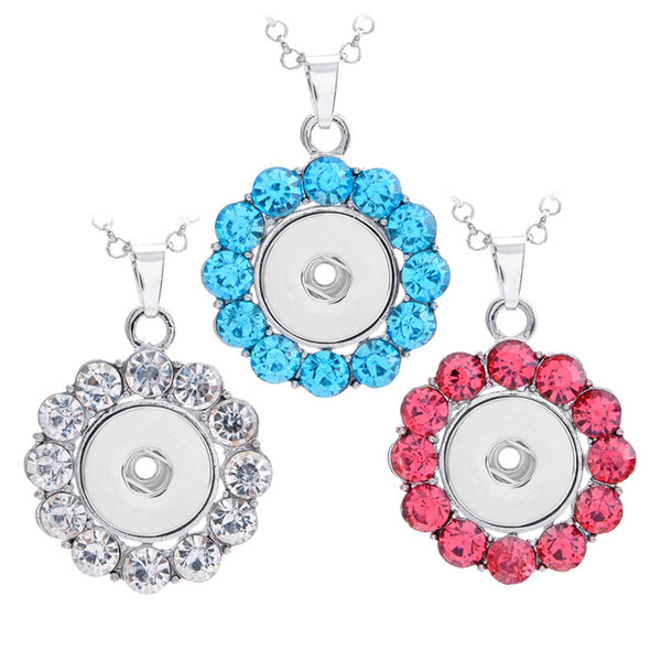 18mm New Multi Colors Noosa Chunks Jewelry Snap Button Pendant Flower Rhinestone Snaps DIY Pendant Necklaces Without Chains