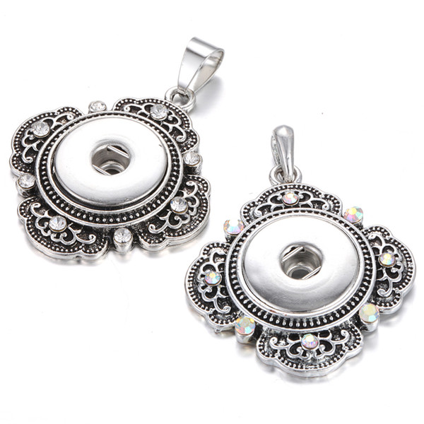 Hot Sale Noosa Chunks Jewelry 18mm Snaps Button Pendant Love Rhinestone Snaps Pendant Necklaces Without Chains for Women