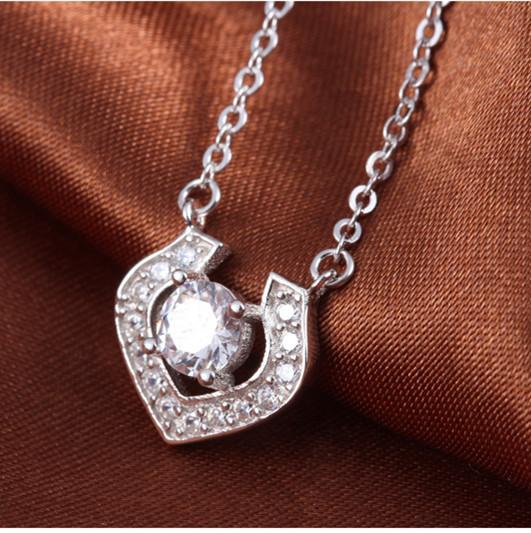 woman's jewelry 925 silver ornament necklaces pendants charms chokers diamond shape karat lover birthday gifts fashion middle eastern 1pc