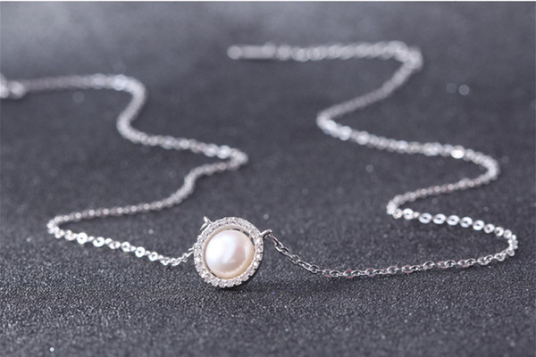 woman's necklaces 925 authentic silver jewelery pendants chokers ball pearl fashion casual elegant lady bijouterie goldfeu wholesaler 1pc