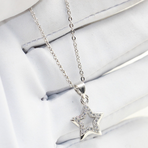 Double Star Necklace Original Desgin Luxury Jewelry 925 Sterling Silver Pave White Sapphire CZ Diamond Party Promise Pendant For Women Gift