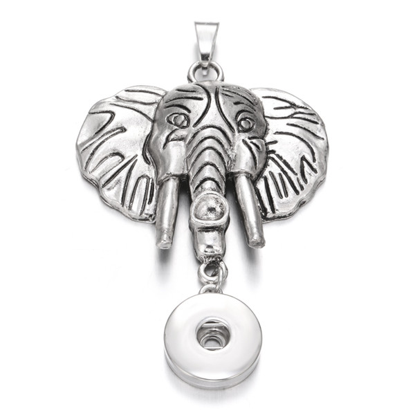 18mm Hot Sale New Noosa Chunks Jewelry Snap Button Pendant Elephant Snaps Pendant Necklaces Without Chains