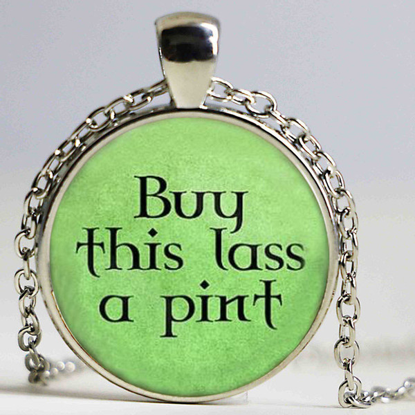 Buy this lass a pint - Beer Lover Gift - Irish Beer Gift - Buy this girl a beer Pendant Statement Choker Necklace Vintage Jewelry