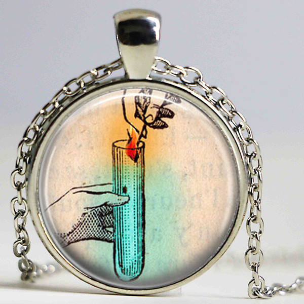 intage Charm Chemistry Pendant Necklace Chemistry Jewelry Sceince Math Nerd Phisics