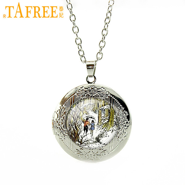 TAFREE man women locket pendant necklace Glass gem famous painting works picture pendant vintage jewelry WNK119