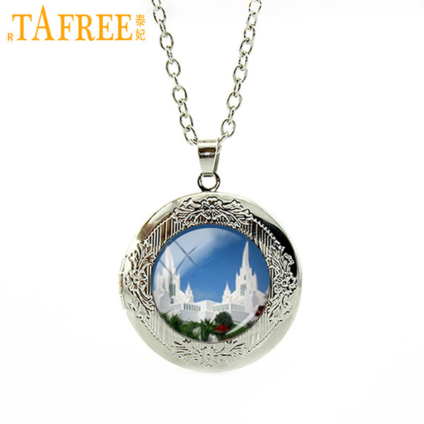 TAFREE Taj Mahal Locket necklace for time and all eternity pendant necklace fashion LDS mormons weddings gifts temple art jewelry T396