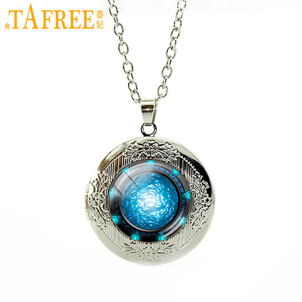 TAFREE Moon light locket pendant dress Accessories galaxy moon surface universe space necklace out of space perfume jewelry N878