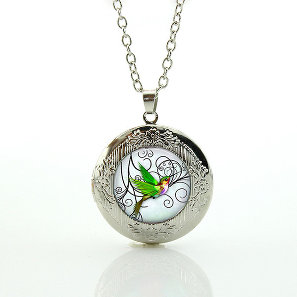 TAFREE Cute Green Hummingbird Locket Necklace Fashion Penguin Cranes Swan love birds pendant Necklace jewelry for Women wedding N731