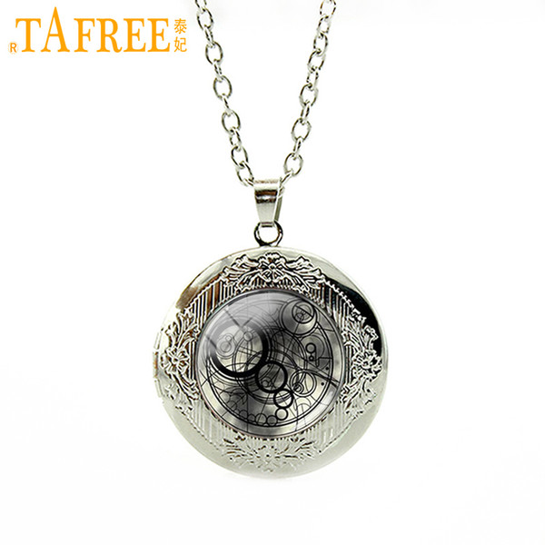 TAFREE Doctor Who locket pendant Necklace Time lord Seal Tardis glass dome vintage Day of The Dead men jewelry Gifts N546