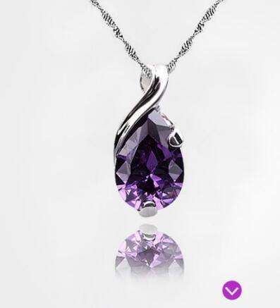 Angel Tear Drop Amythest Pendant Necklace 925 Sterling Silver On 3 Layer Platinum Plated For Women Jewelry Choker Wedding Necklace Gift New