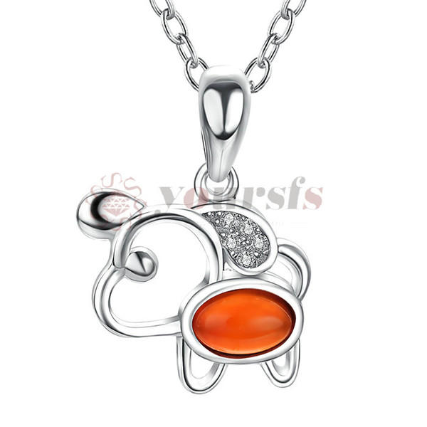 Yoursfs Silver Color orange Opal Crystal Necklace Pendant Chokers for Women Children Cute Dog Animal Pet Girls Gift Choker