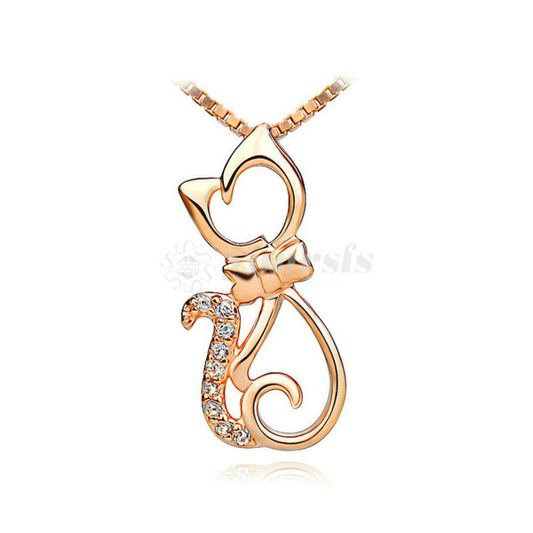 Yoursfs Cute Kitty Necklace 925 Silver Women Jewelry Unique Dainty CZ Pendant Chain Gift