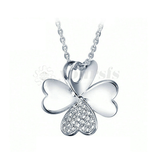 Yoursfs 925 Silver Simulated Diamond Clover Pendant Wedding Necklace Fashion Silver Jewelry